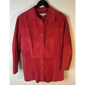Vintage Red Suede Jacket Shacket 14 Large By Nvgard